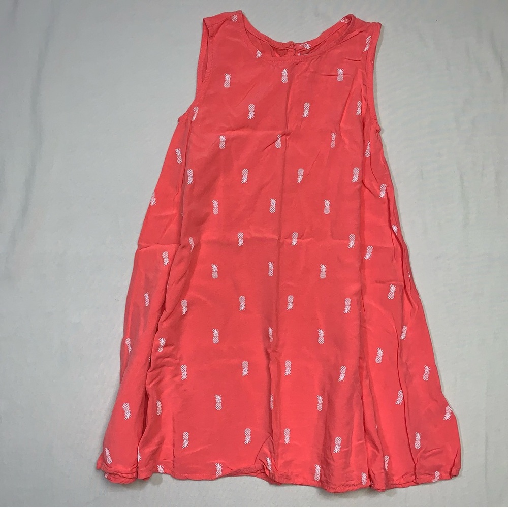 Old Navy Pineapple Dress Girl’s 5T Orange Print A Line Summer Lightweight Preppy